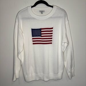 Orange Kiss Relaxed Fit American Flag Sweater Size S